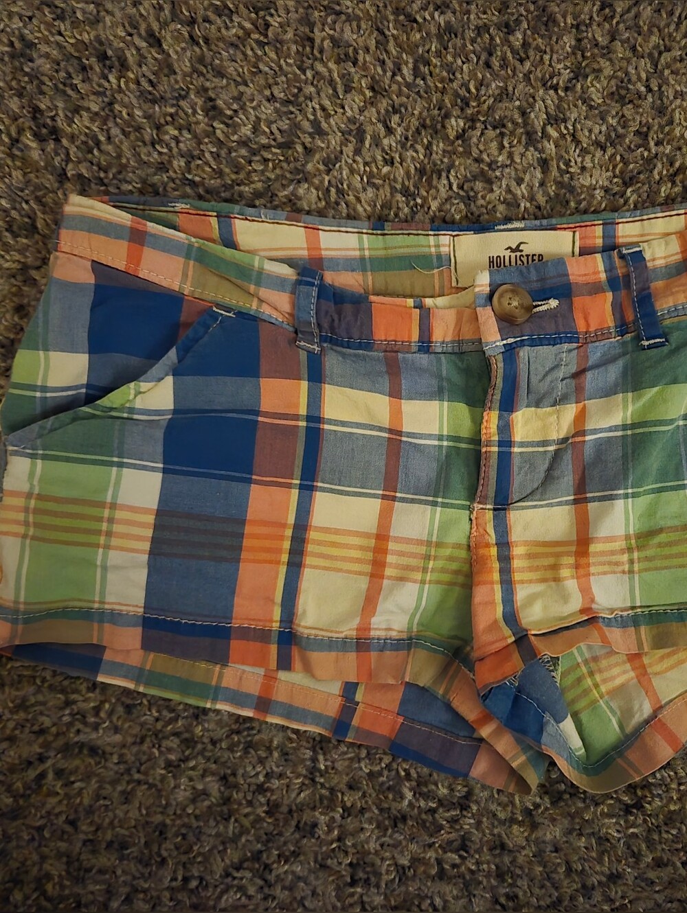 Hollister Vinatge Y2k Multicolor Plaid Shorts Size 0